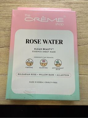 NIB The Crème Shop Rose Water Essence Sheet Mask - Set of 5
